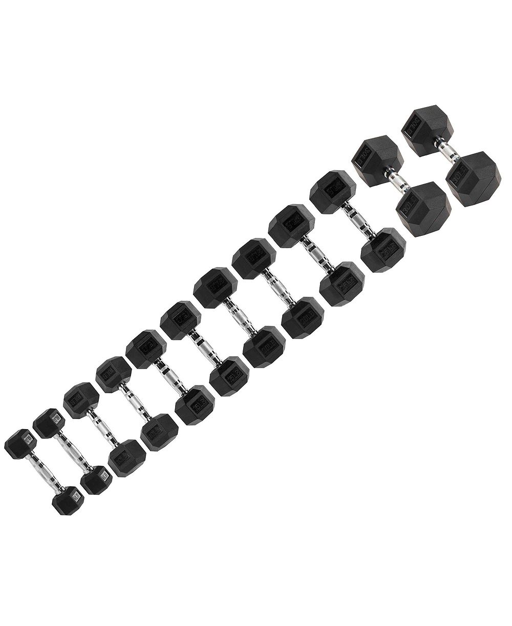 Signature Fitness Hex Dumbbells Strength Training Workout Equipment Set, 210 lbs
