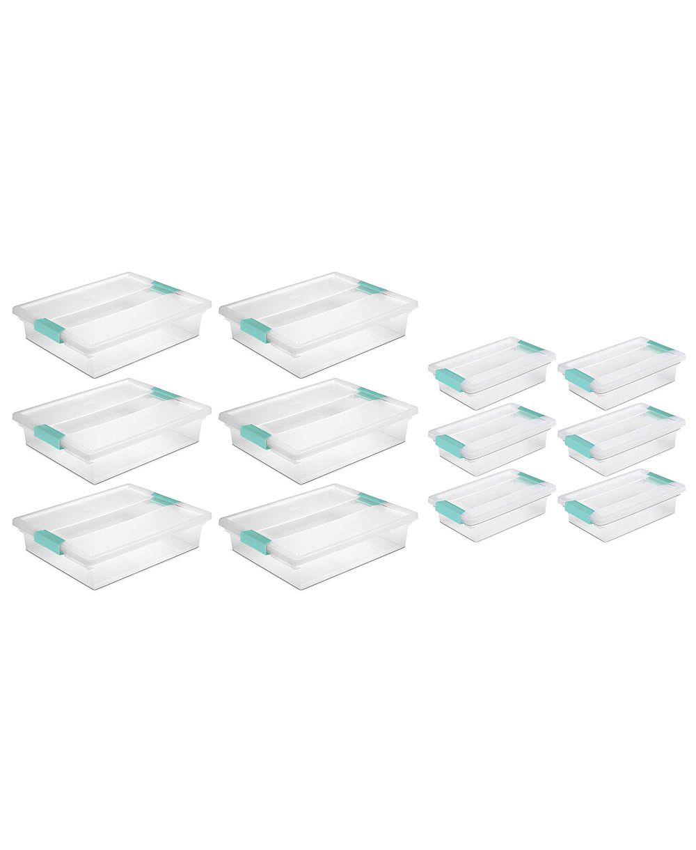 Sterilite Large Clip Storage Box Container (6 Pack) + Small Clip Box (6 Pack)