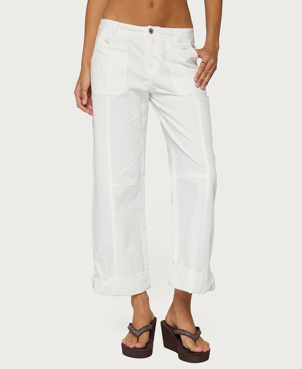 Edikted Women's Odettia Low-Rise Wide-Leg Sheer Pants