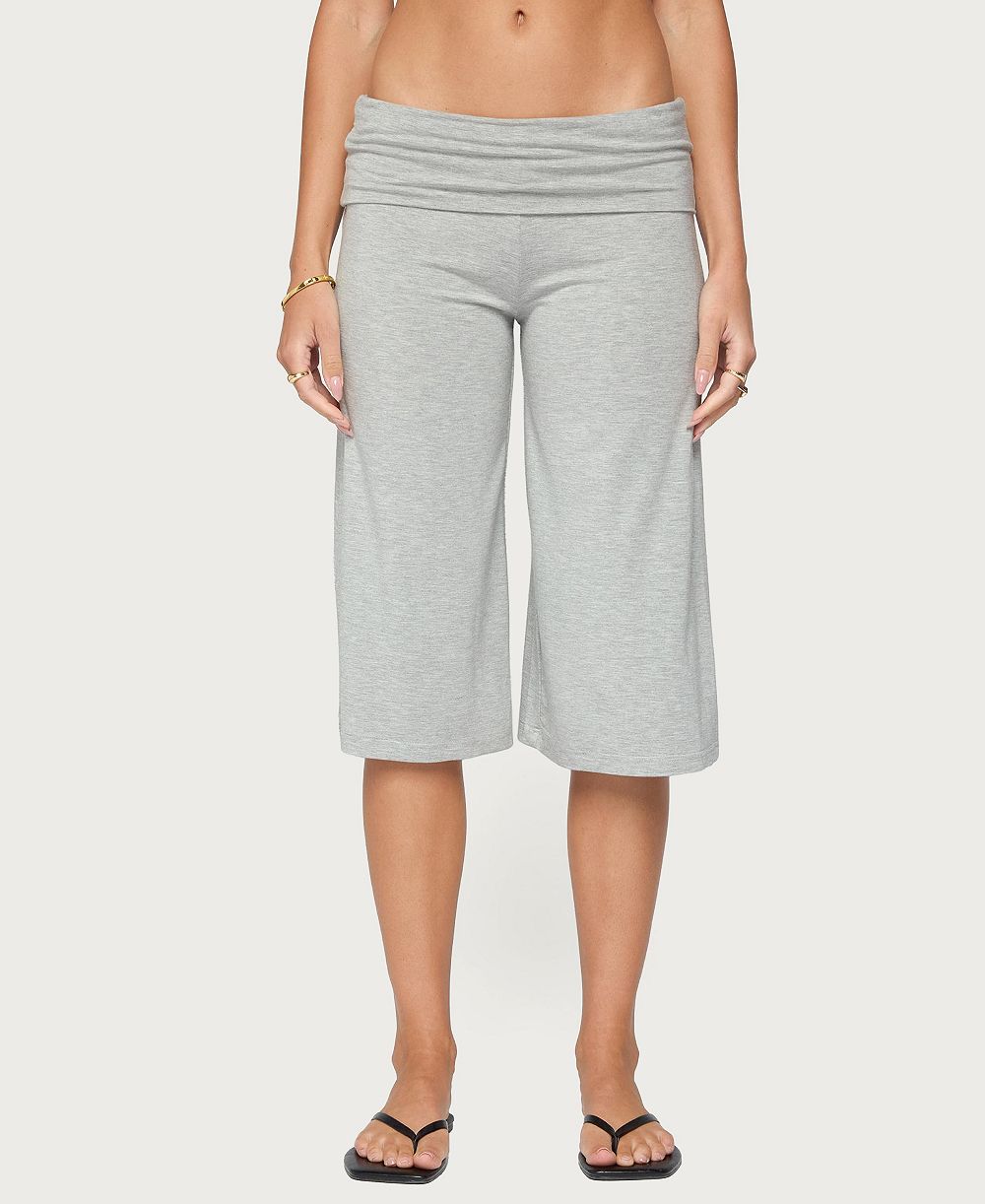Edikted Women's Shirly Wide-Leg Foldover Waistband Capri Pants
