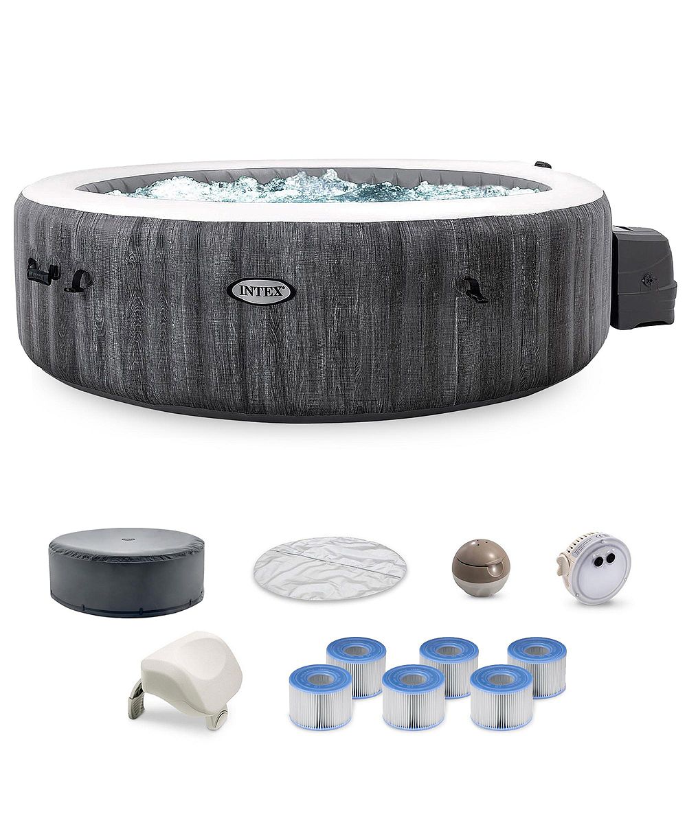 Intex PureSpa Plus Inflatable Bubble Jet Hot Tub and Replacement Filters (8 Pack)