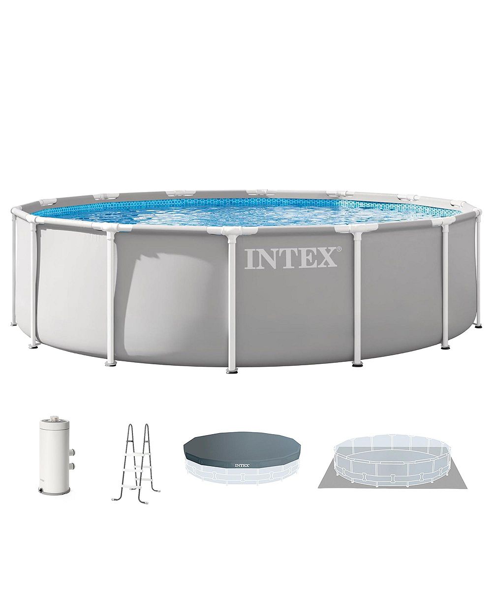 Набор надземного бассейна INTEX Prism Frame 14ft x 42in с фильтрующим насосом