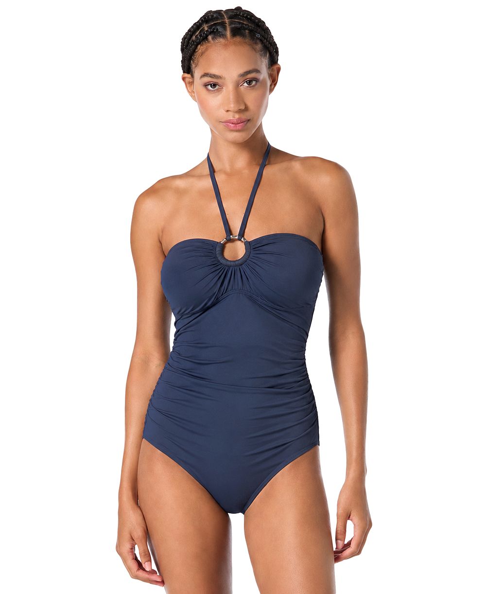MICHAEL Michael Kors Women's Halter Ruched One-Piece Swimsuit
