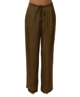 JLUXLABEL Women's Seaside Glow High-Waisted Wide-Leg Satin Pants