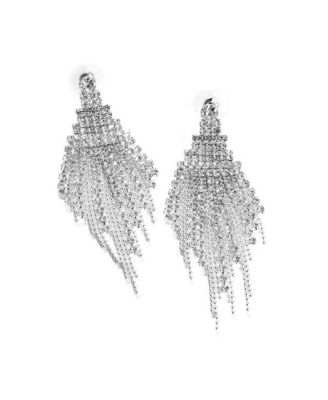 SOHI Silver Stone Cluster Drop Earrings