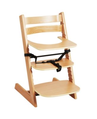 Slickblue Детский Grow With Wooden High Chair, Portable Feeding Seat with Adjustable Height and Footrest-Light Brown