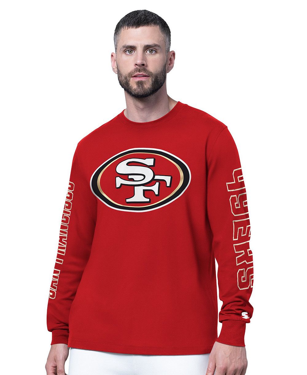Starter мужская длинно рукавная футболка Clutch Hit II Scarlet с логотипом San Francisco 49ers