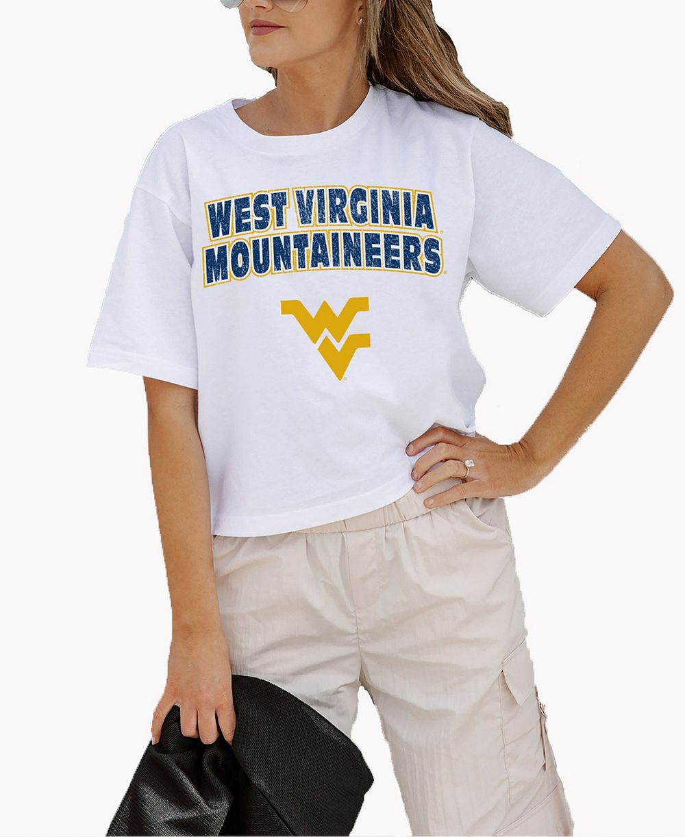 Gameday Couture Women's White West Virginia Mountaineers Logo Boxy Fit Cropped T-Shirt
