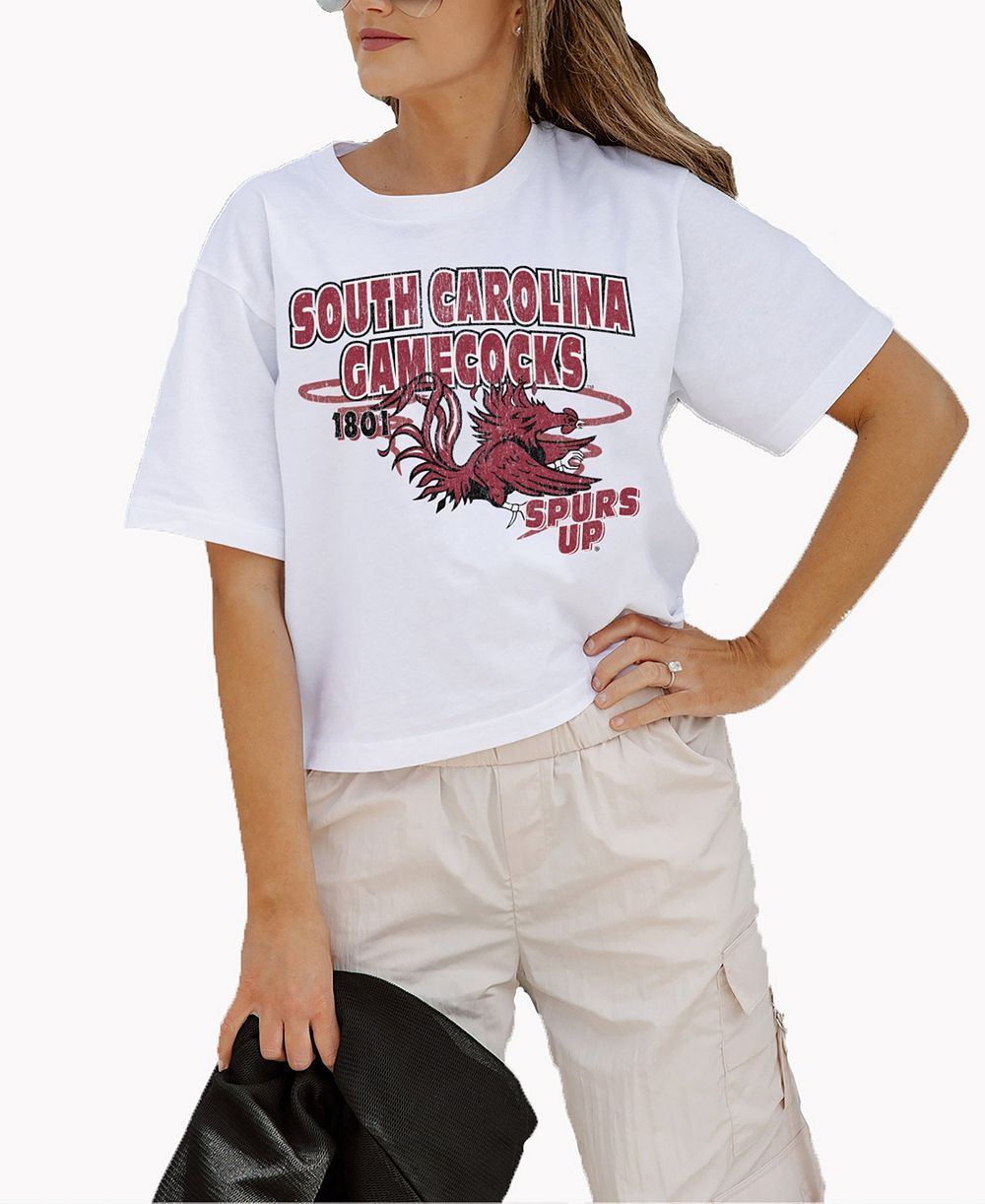 Женская укороченная футболка свободного кроя Gameday Couture с логотипом South Carolina Gamecocks, белая
