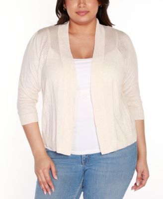 Belldini Кардиган Plus Size Pointelle 3/4-Sleeve