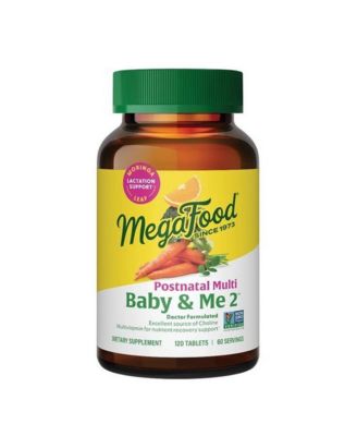 MegaFood Baby and Me 2 Postnatal Multivitamin with Choline, Methylated Folate and Moringa Leaf, 120 Ct
