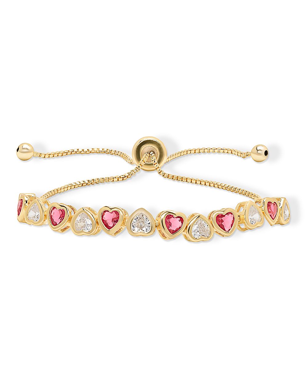Браслет Macy's с имитацией рубина и кубическим цирконием Heart Adjustable