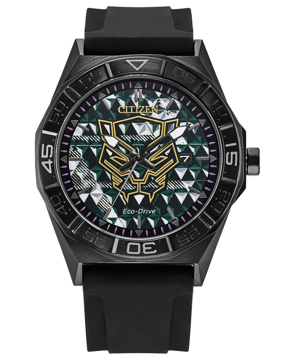 Citizen Men's Marvel Black Panther Black Silicone Strap Watch 42mm