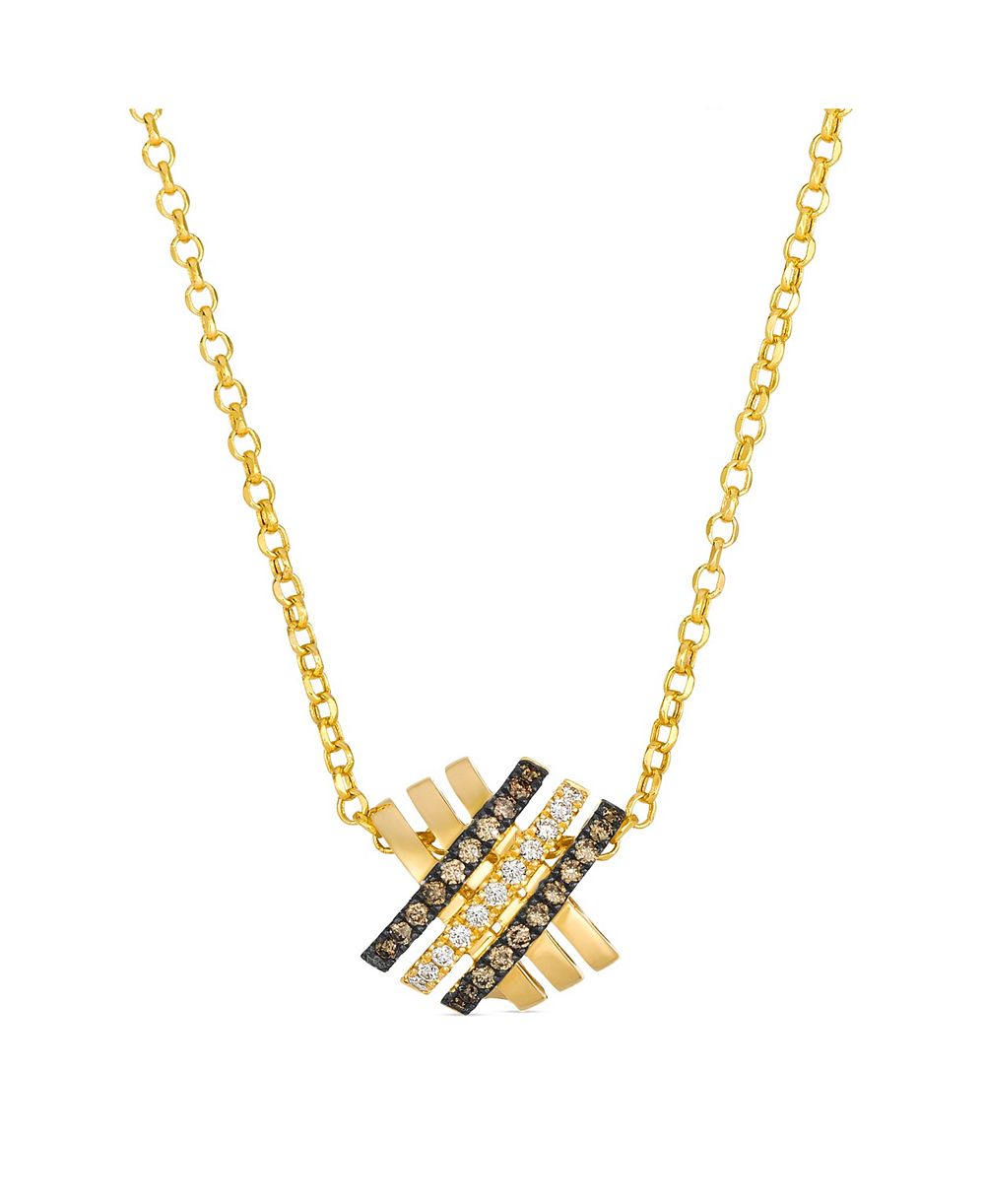 Le Vian Vanilla Diamond & Chocolate Diamond Pendant Necklace (0.16 ct. t.w.) in 14k Honey Gold