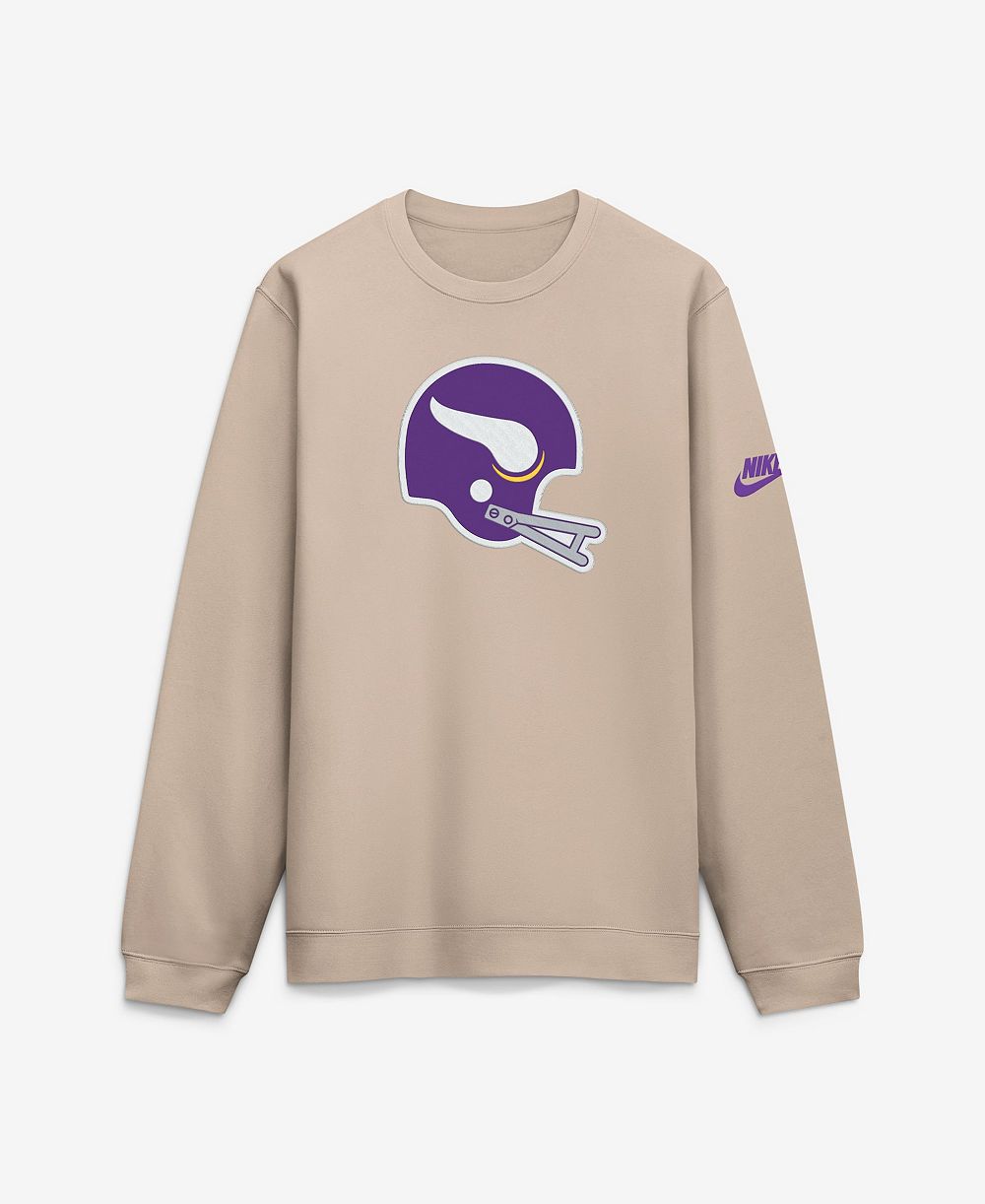 Nike Men's Minnesota Vikings I-Formation Rewind Club Fleece-Lined Crew Sweatshirt