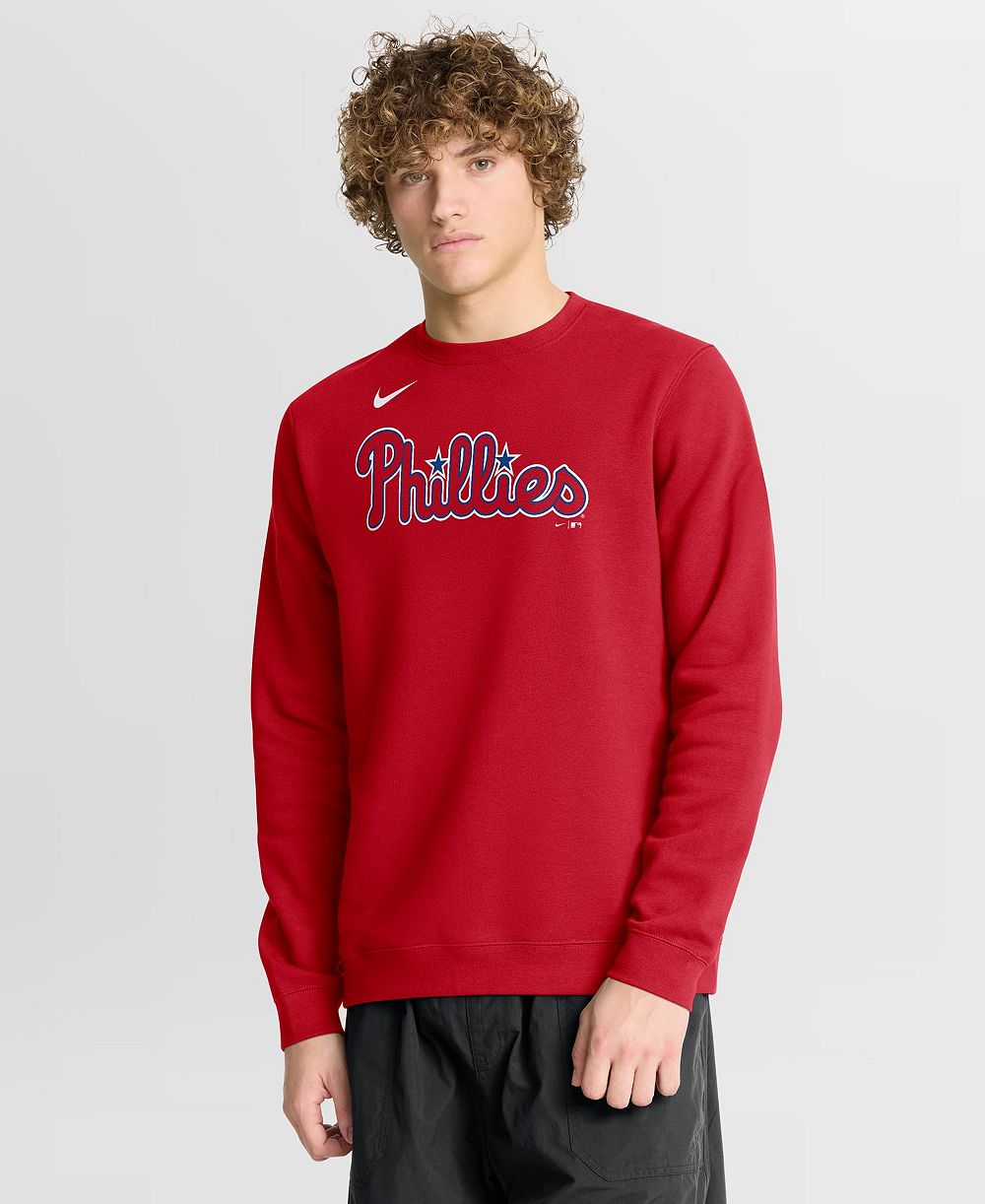 Nike Men's Philadelphia Phillies Wordmark Brushed-Back Fleece Sweatshirt