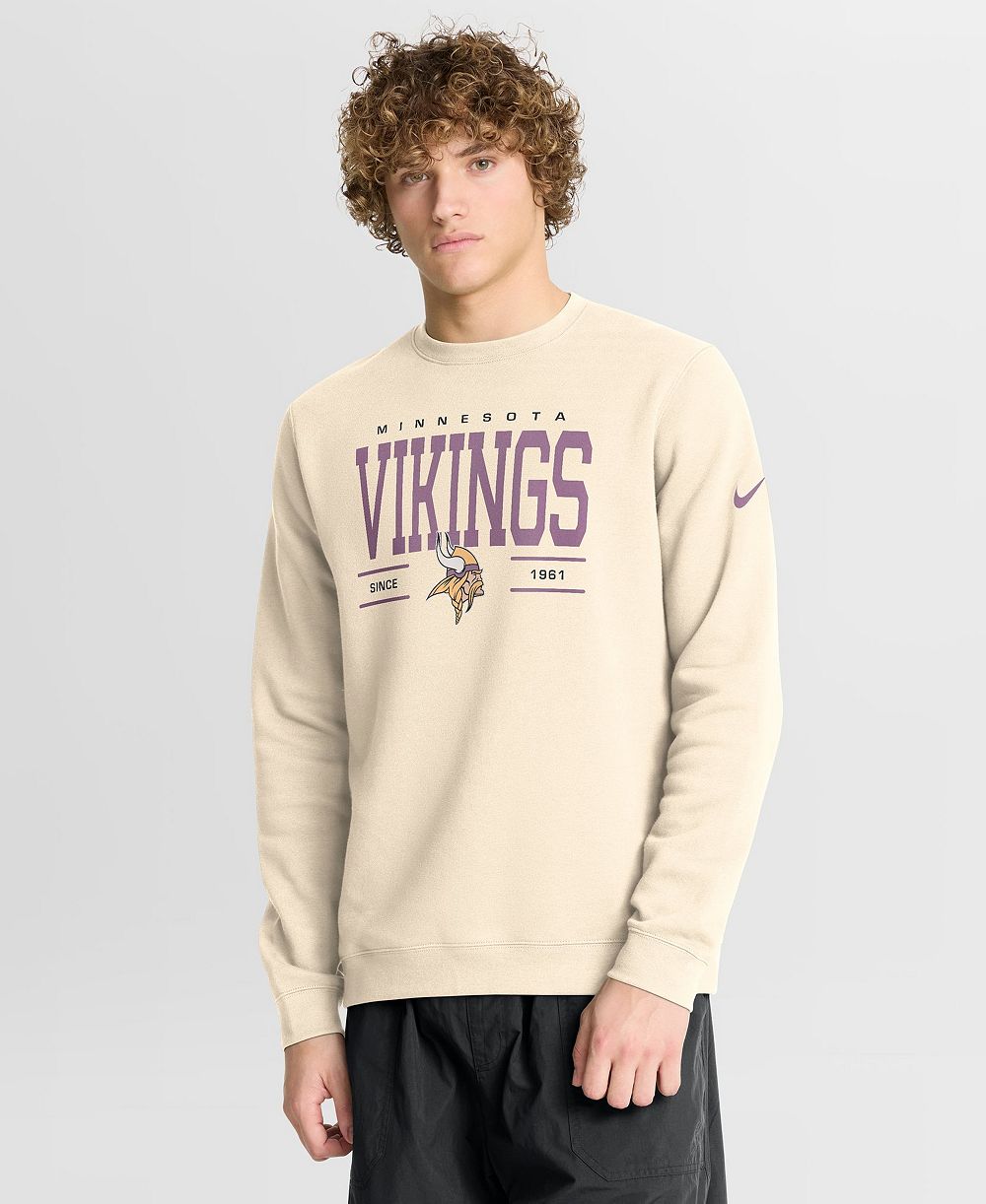 Nike Men's Minnesota Vikings Club Crewneck Brushed-back Fleece Sweatshirt