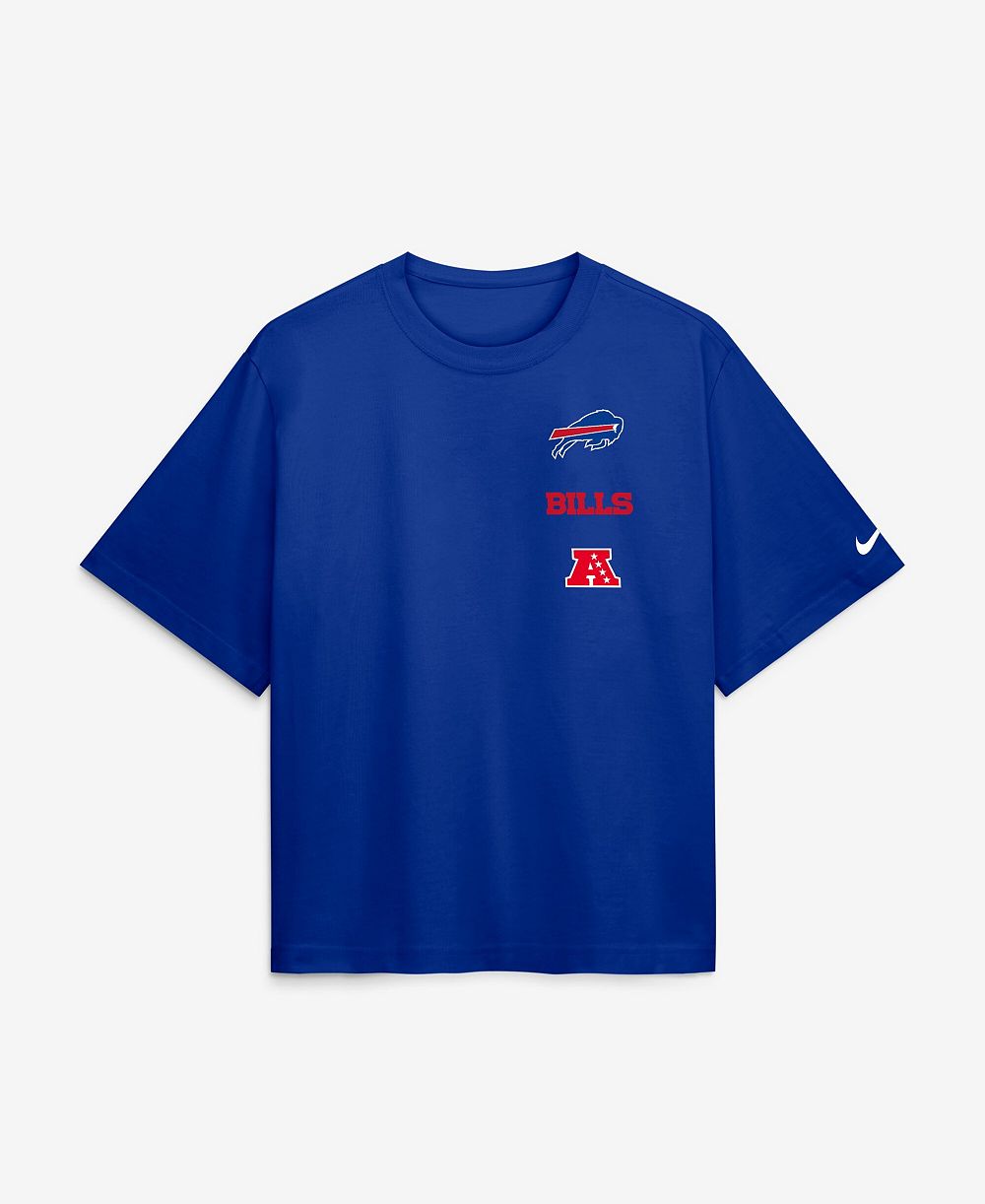 Nike Women's Buffalo Bills Primetime Premium Essential Loose-Fit Boxy Screen-Print Graphics T-Shirt