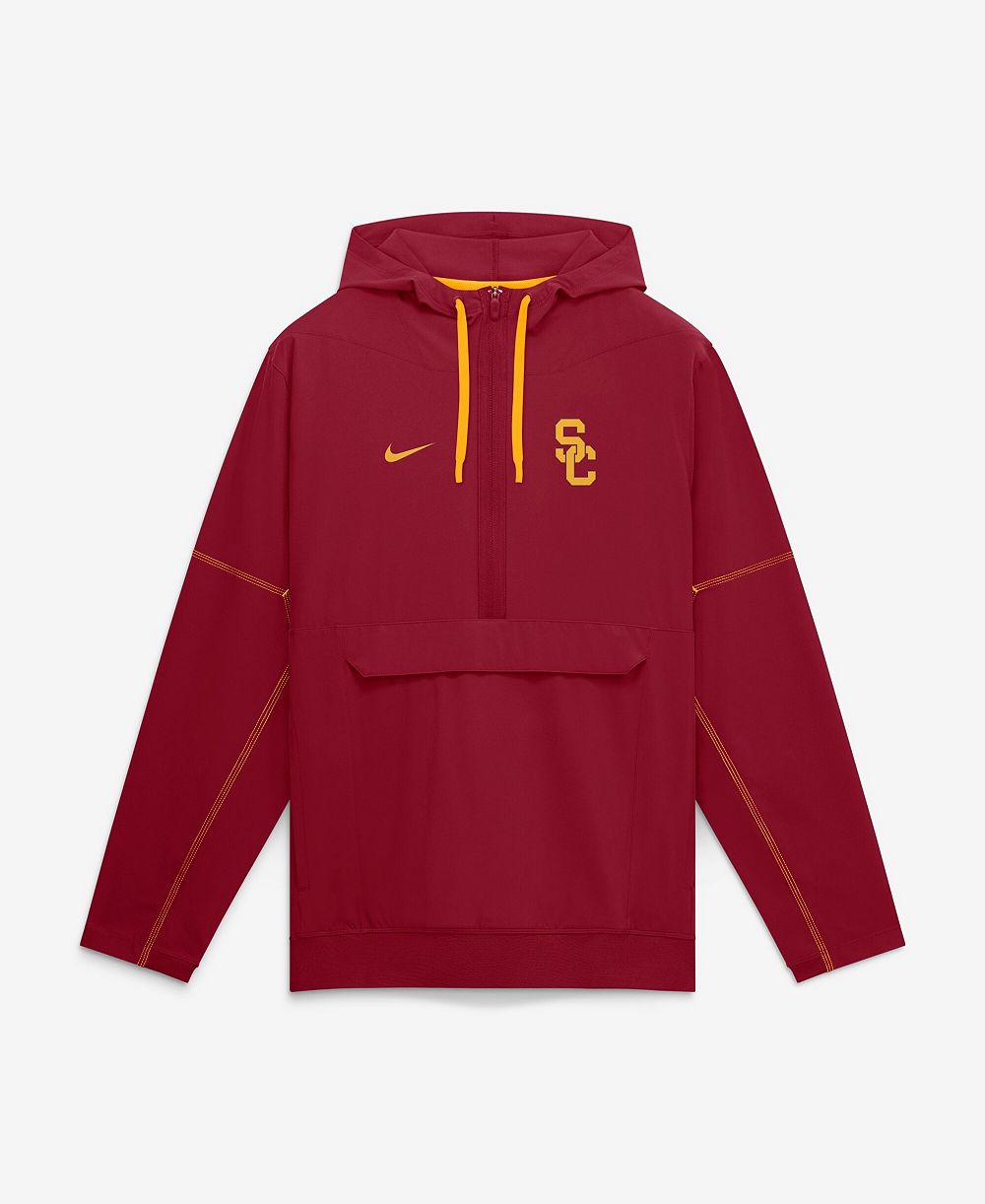 Nike Men's USC Trojans USC Sideline Anorak Half-Zip Hoodie