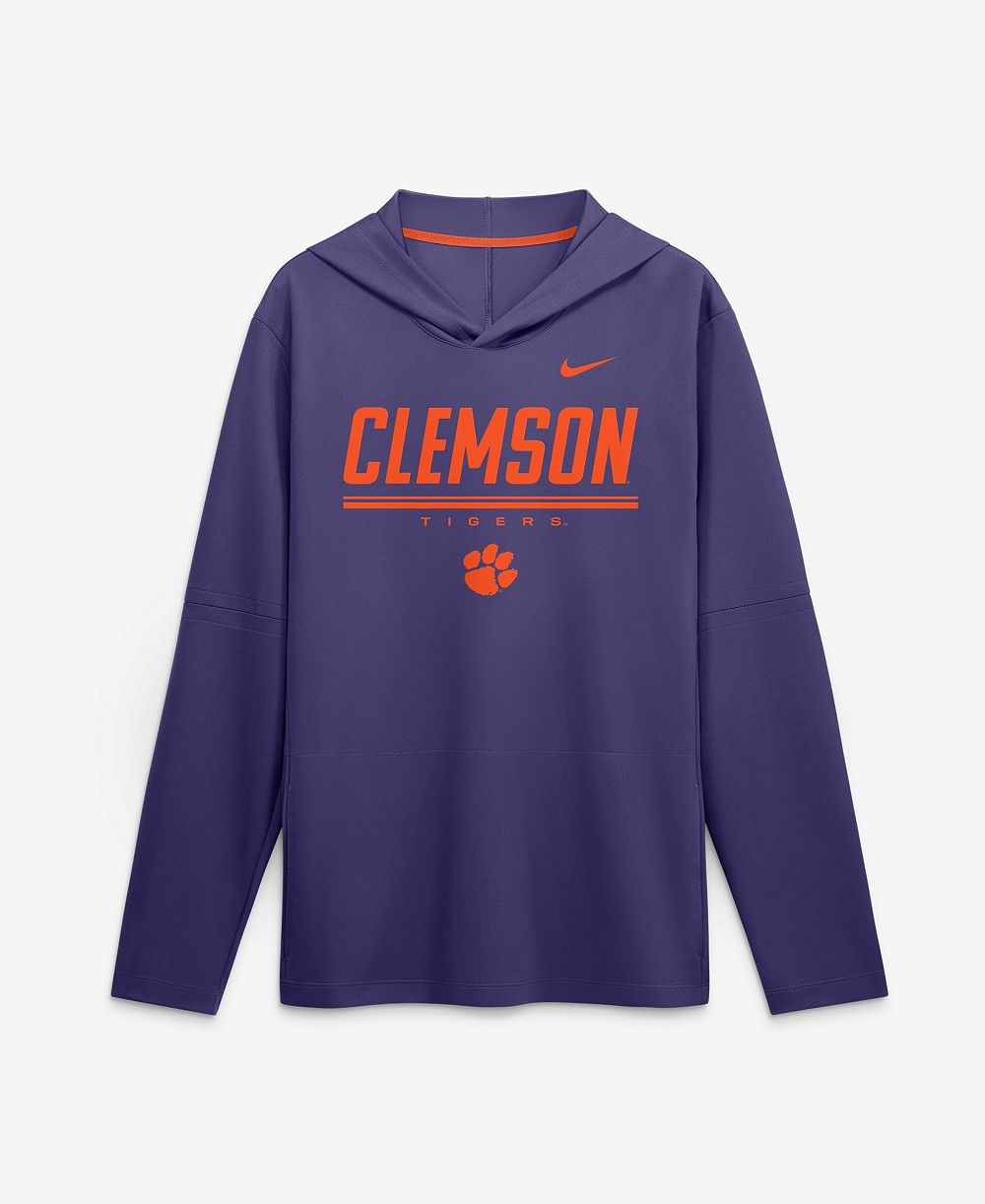 Nike Men's Clemson Tigers Clemson Sideline Removable Sleeves Lightweight Dri-FIT Hoodie