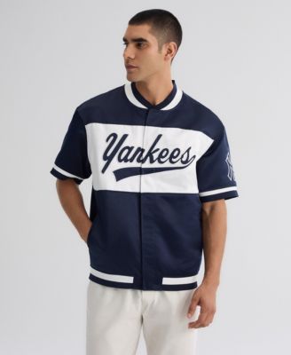 Мужская атласная куртка Fanatics New York Yankees с кнопками, свободного кроя