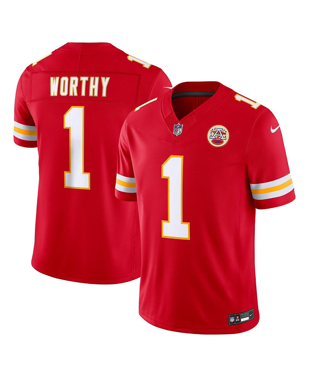 Nike Мужская джерси Kansas City Chiefs Xavier Worthy Vapor F.U.S.E. Limited с V-образным вырезом