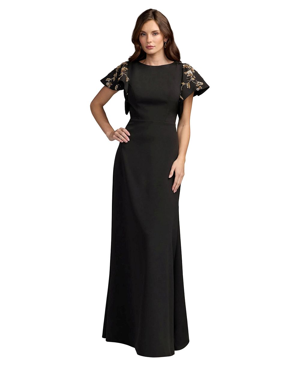 Mac Duggal женское вечернее платье с волнистыми рукавами и декором