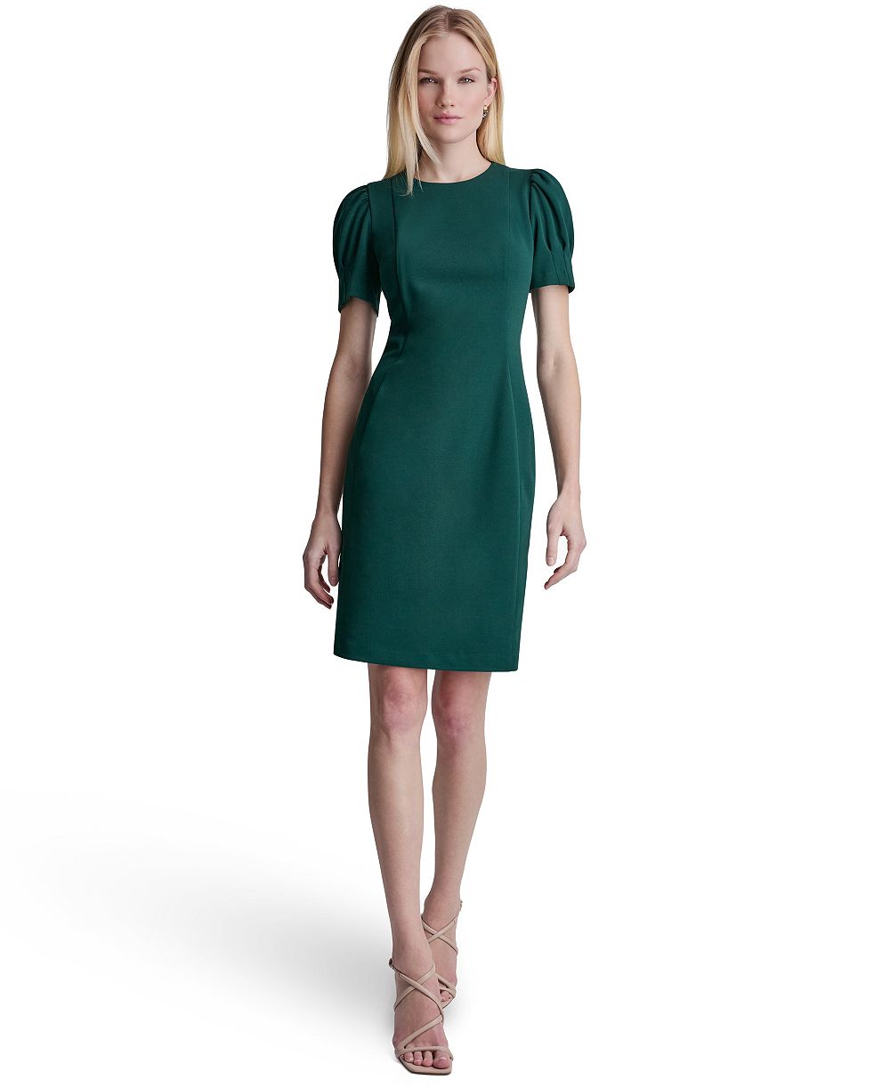 Женское платье DKNY с пышными рукавами и круглым вырезом