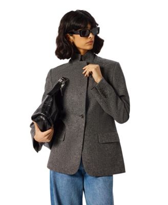 Whistles Women's Herringbone Mandarin-Collar Blazer