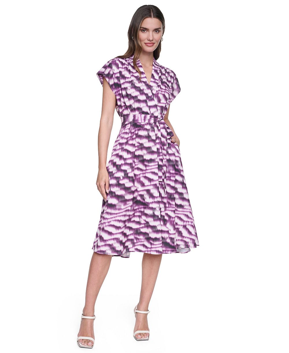Женское миди-платье DKNY с коротким рукавом и запахом
