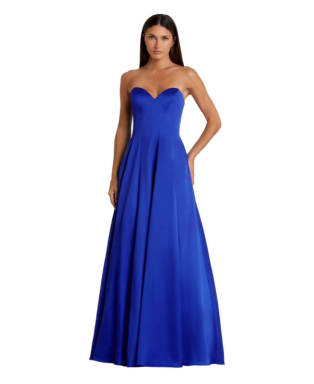 Mac Duggal Женское бальное платье с открытыми плечами, вырезом сердечком и атласным бантом сзади