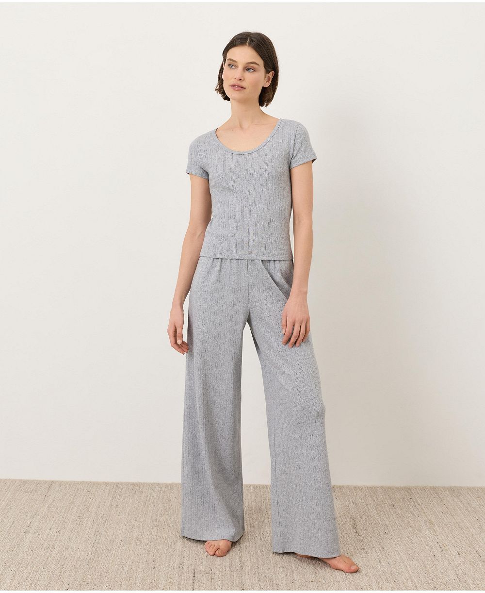 Pact Women's High-Rise Pointelle Wide-Leg Pants