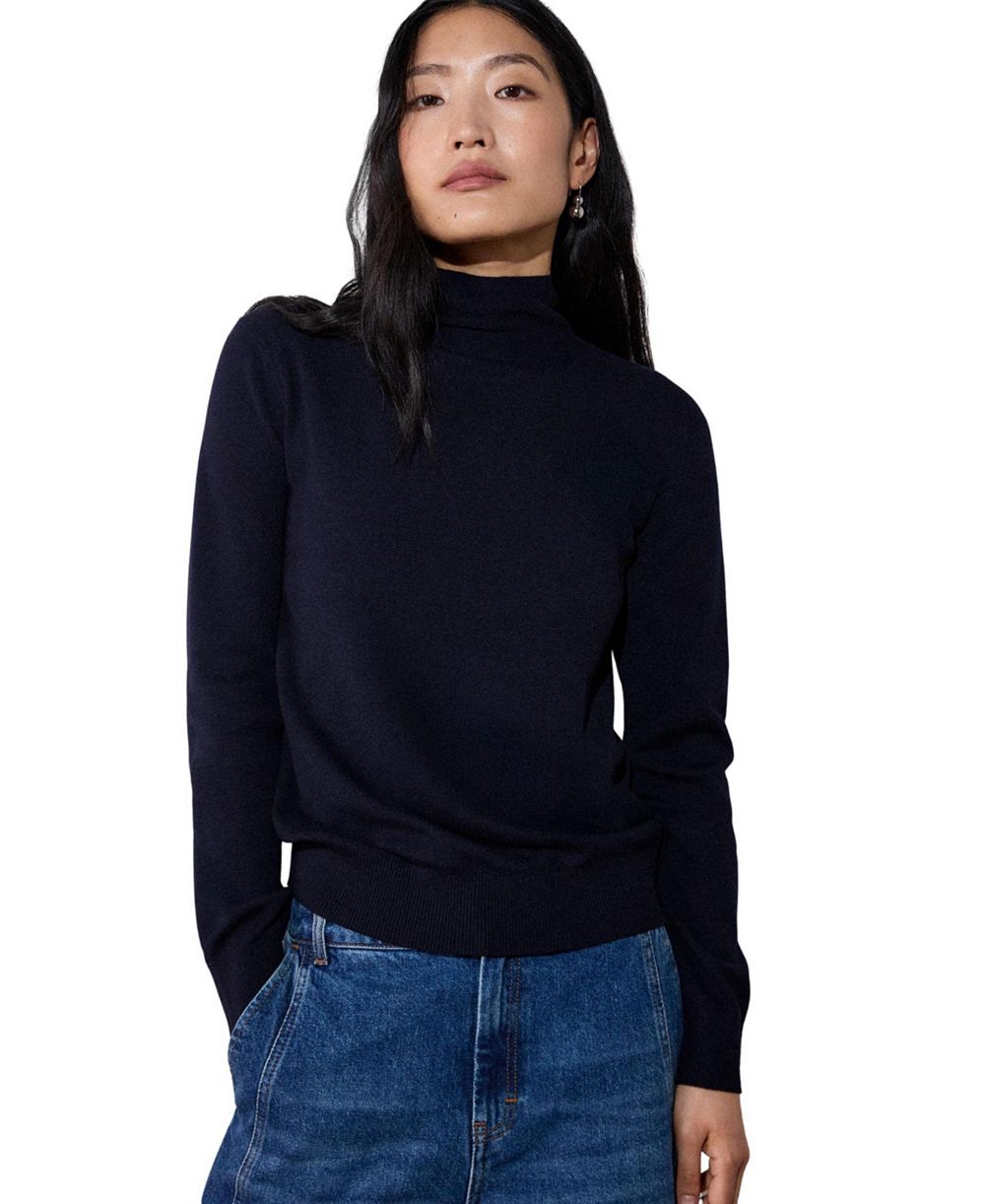 Whistles Women's Tie-Neck Long-Sleeve Fitted Knit Jumper