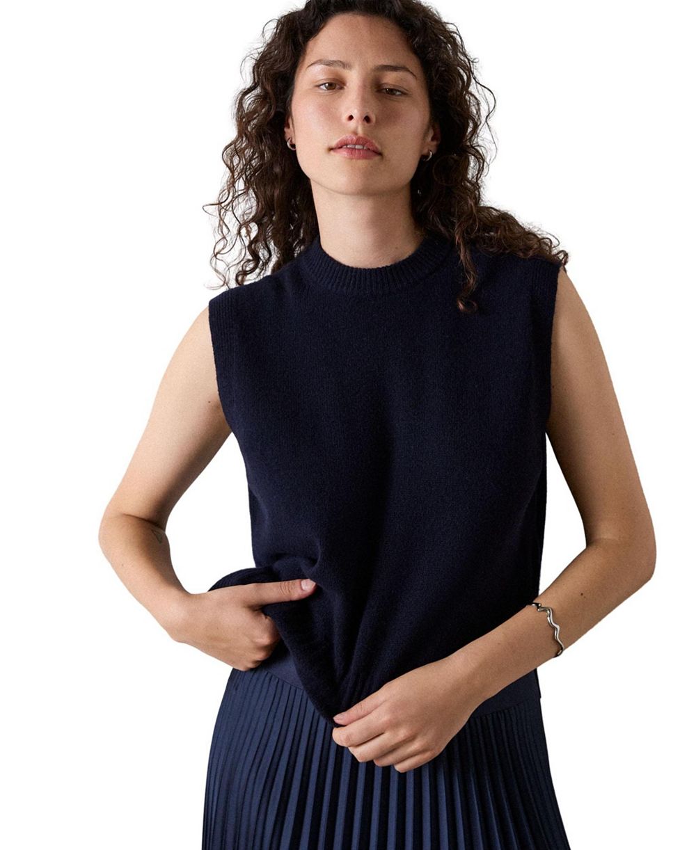 Whistles Women's Sleeveless Boxy-Fit Wool Sweater Vest