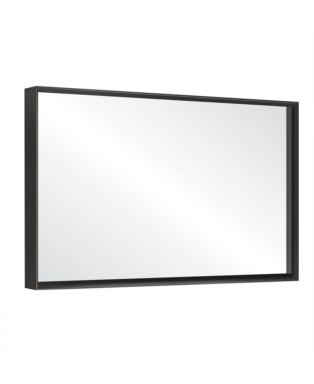 BUSDAYS 48 x 30 Inch Glossy Black Bathroom Mirror Metal Framed Rectangular Wall Mount Hanging Plates Farmhouse Style Horizontal Vertical
