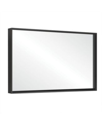 BUSDAYS 48 x 30 Inch Glossy Black Bathroom Mirror Metal Framed Rectangular Wall Mount Hanging Plates Farmhouse Style Horizontal Vertical