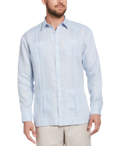 Cubavera Men's 100% Linen Long Sleeve 4 Pocket Guayabera Shirt