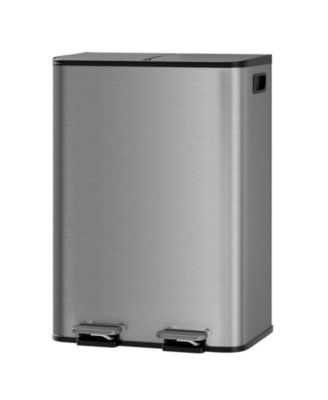 gaomon 2 x 8 gal Stainless Steel Double Trash Can, Step-on Recycle Bin Combo with Lid for Kitchen