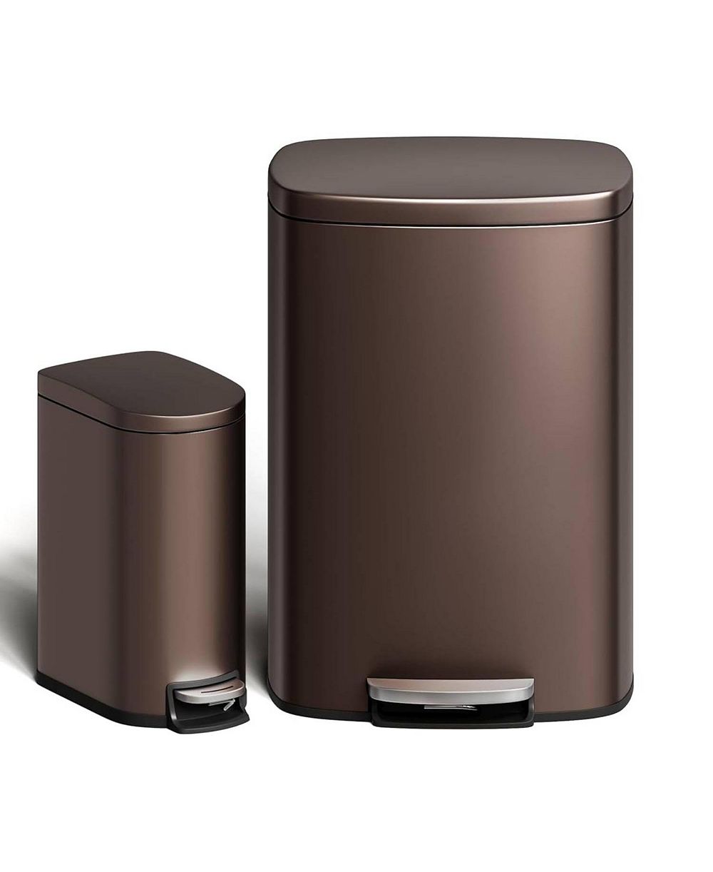 gaomon 13 Gal+2.6 Gal Stainless Steel Step-On Garbage Bin Combo Set, Kitchen Trash Can for Kitchen