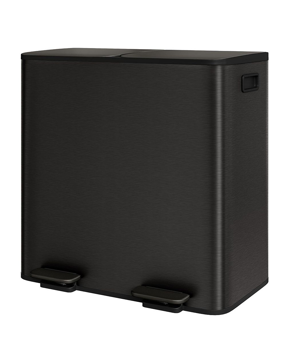 gaomon 2 x 10.6 gal Stainless Steel Double Trash Can, Step-on Recycle Bin Combo with Lid for Kitchen