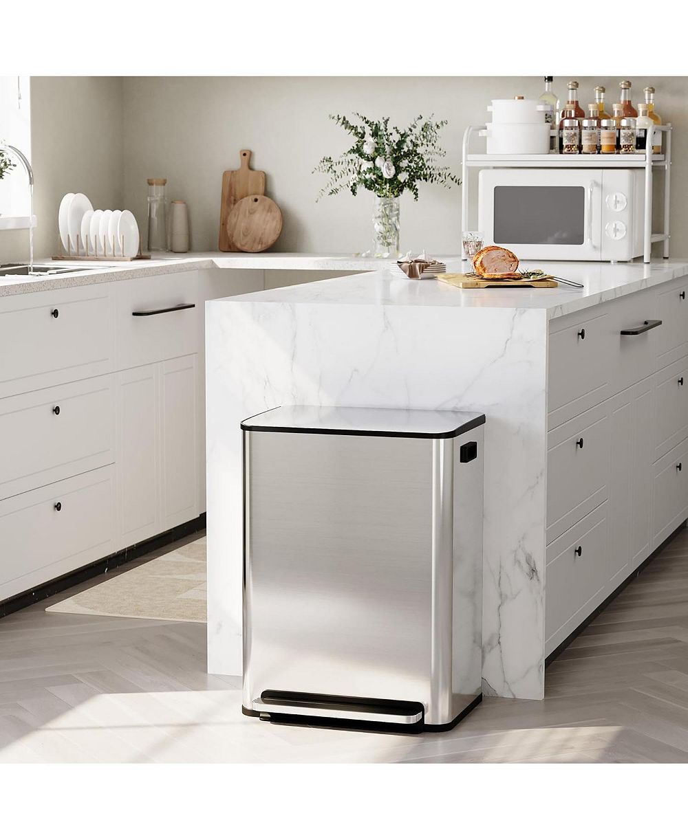 gaomon 16 Gallon Dual Compartment Trash Can, Stainless Steel Recycling Bin