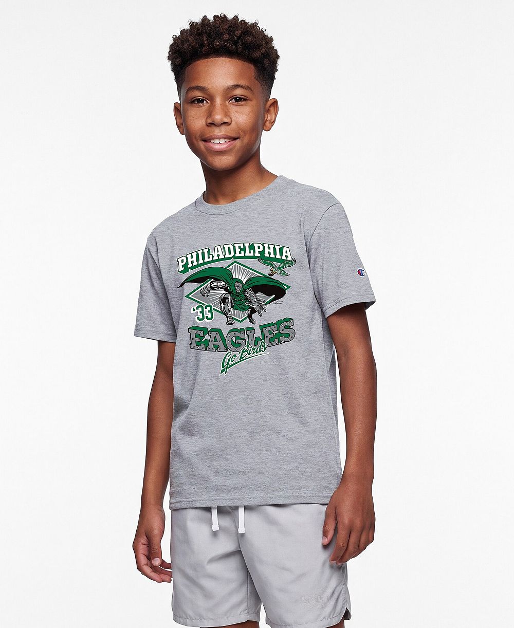 Champion Big Boys and Girls Heather Gray Philadelphia Eagles Disney X Champion T-Shirt