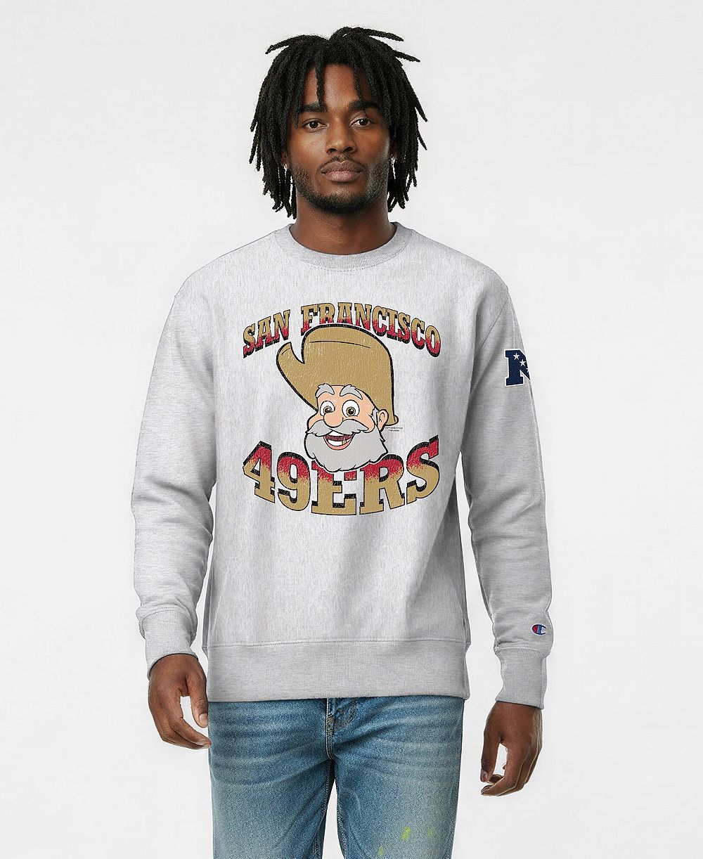 Champion Men's Silver San Francisco 49ers Disney X Champion Reverse Weave Fleece Crewneck Sweatshirt