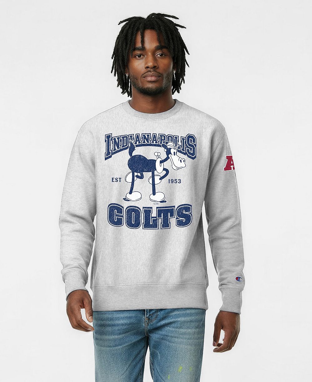 Champion мужская серая толстовка с круглым вырезом Indianapolis Colts Disney X Champion Reverse Weave из флиса