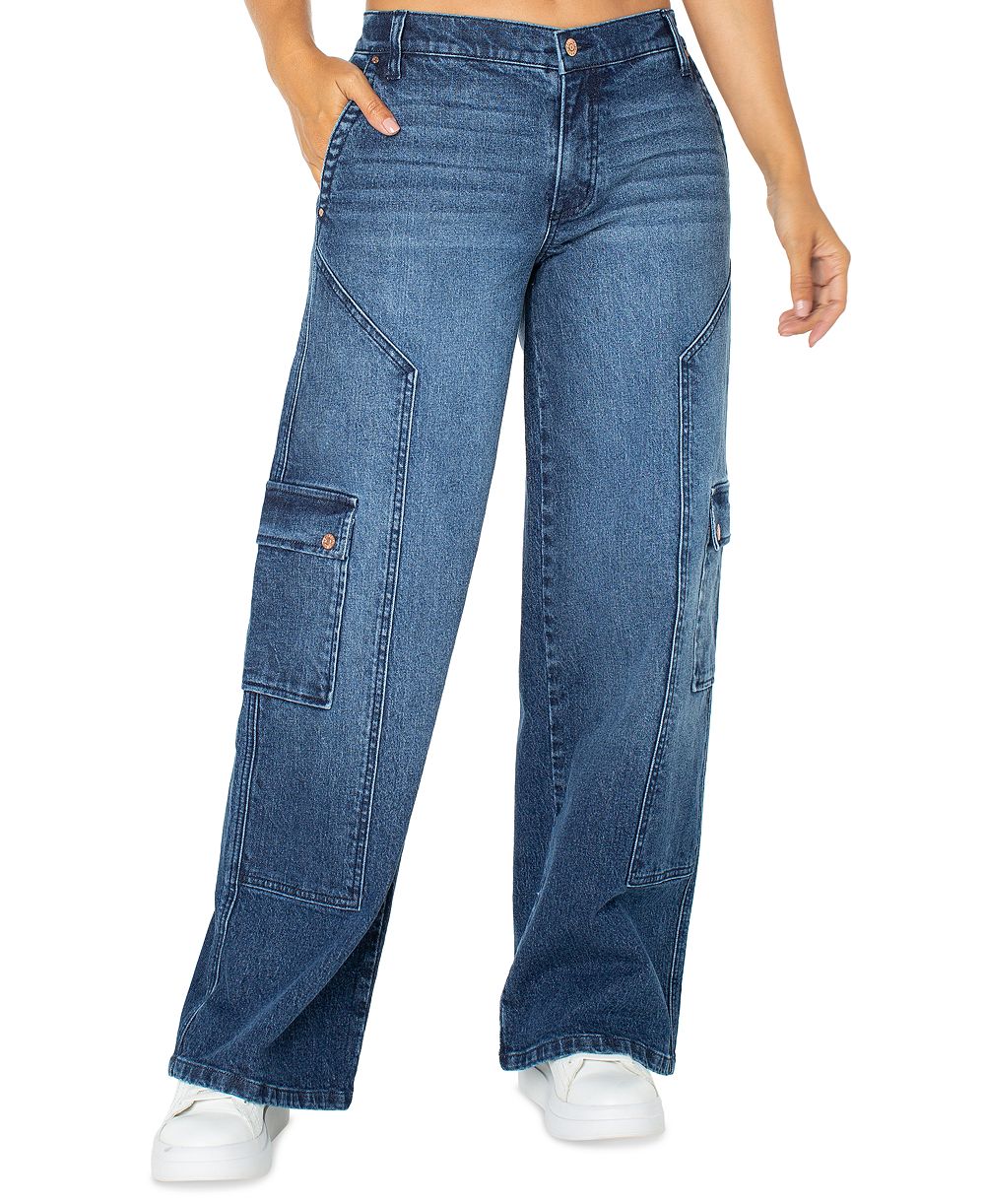 Celebrity Pink Juniors' Mid-Rise Wide-Leg Cargo Jeans