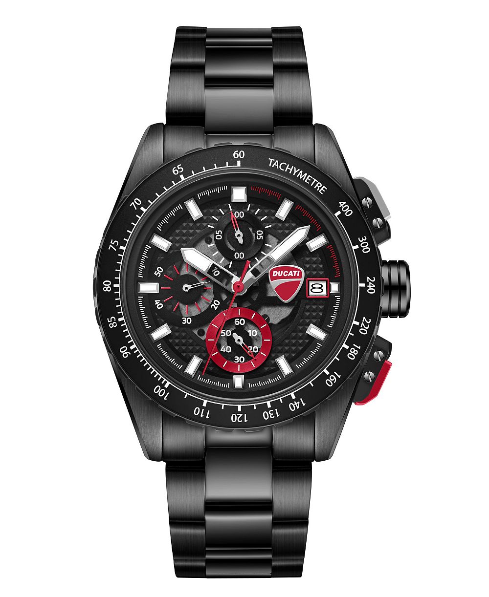 Ducati Corse Men's Quartz Leggenda Chronograph Black Stainless Steel Watch 42mm