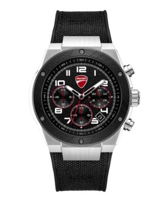 Мужские хронографы Ducati Corse Trailmaster с кварцевым механизмом, черным силиконовым ремешком на нейлоновой подкладке и корпусом 52 мм