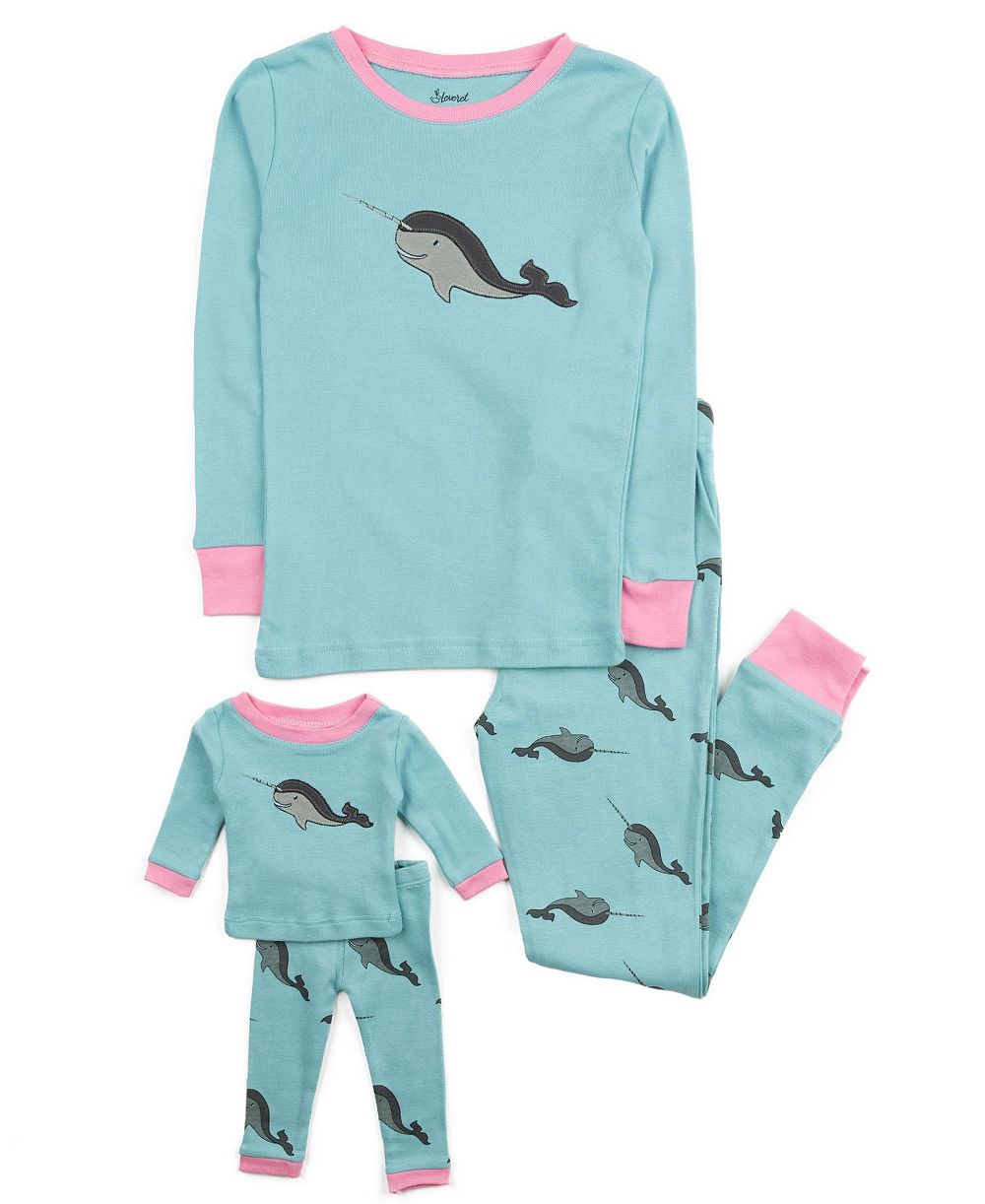 Детский комплект пижам Leveret Toddler Girls Matching Doll Snug-Fit Cotton Long Sleeve Animal Print