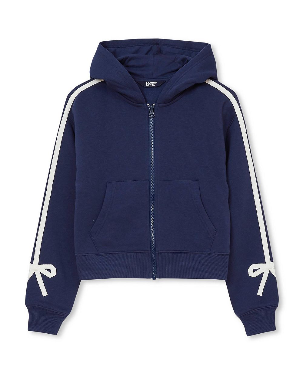 Lands' End Детская флисовая толстовка с капюшоном и молнией и бантом