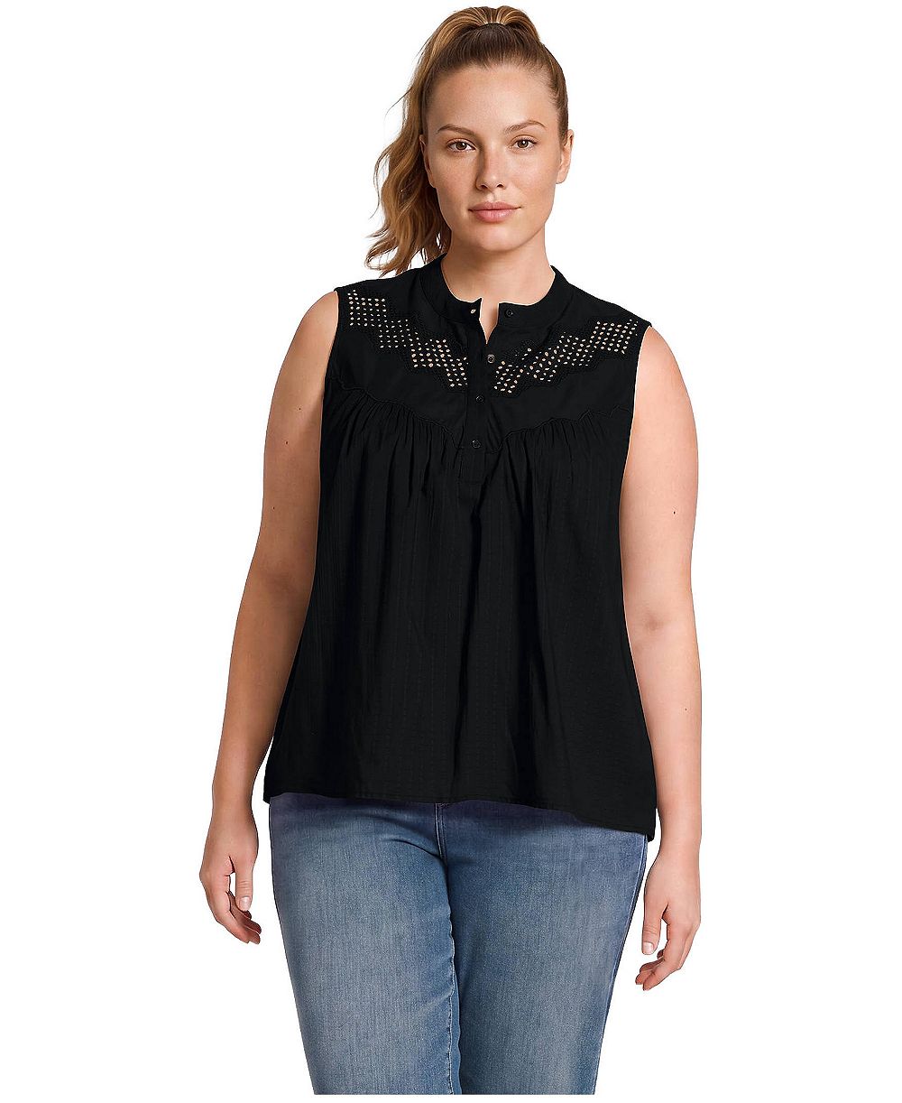 Lands' End женская блузка без рукавов с вышивкой глазурью, больших размеров